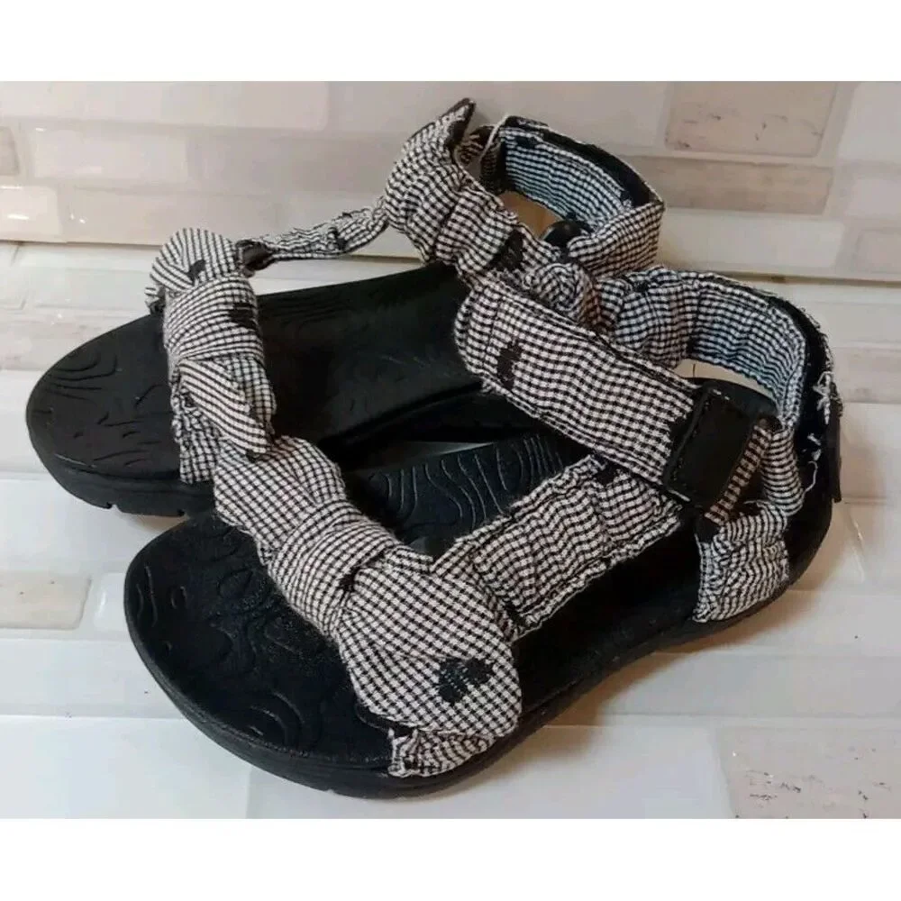 Zara Girl Toddler Black White Check Heart Print Sandals Size 7 (23)‎